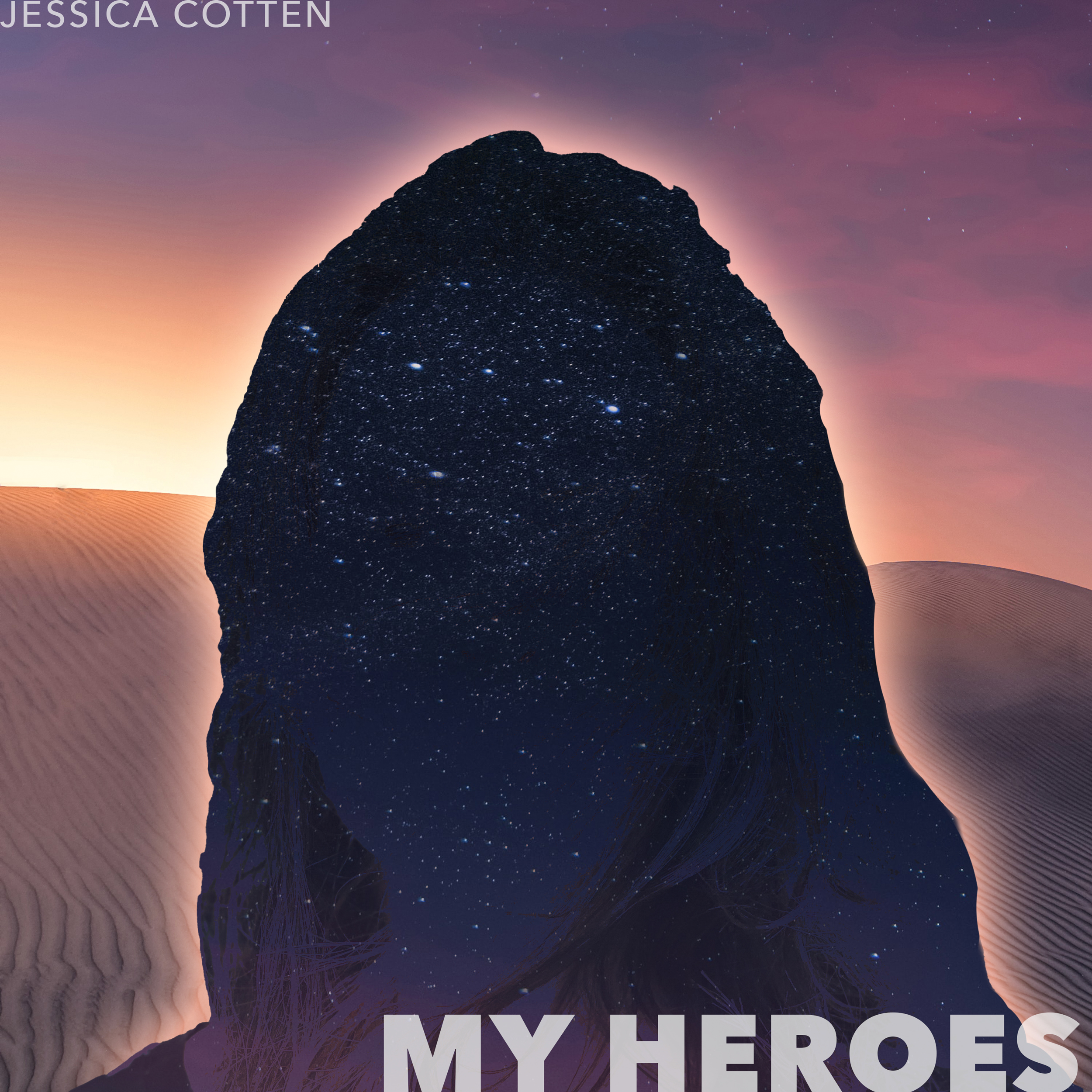 New synth pop synthwave single - cover image of Jessica Cotten's song My Heroes